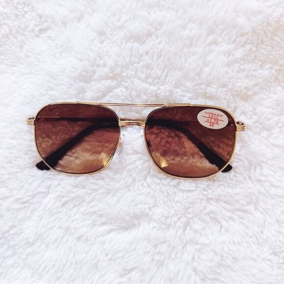 Stylens Accessories - Nina Gold & Brown Lenses Tinted Reader Glasses